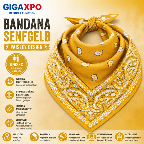 Bandana senfgelb paisley - bandana,