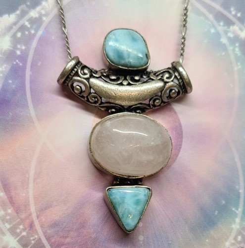 Larimar rosenquarz anhänger - larimar,