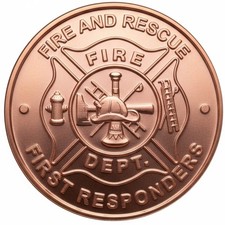 1 Unze (AVDP) .999 feinstes Kupfer mit dem Motiv "Fire And First Responder"