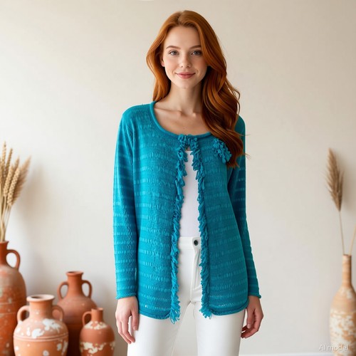 Boho strickjacke blau - boho,