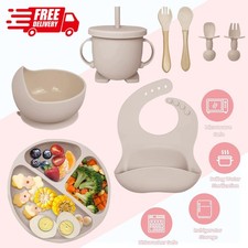 8x Silikon Baby Geschirrset Kindergeschirr Kinder Teller Baby Kleinkinder Teller