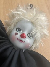 Pierrot Clown Gesicht Porzellan Kostüm Schwarz/weiß mit Sternchen Höhe ca. 44cm