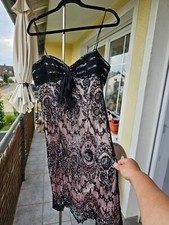 Damen Kleid 38 Escada Trägerkleid Seide Spitze bestickt