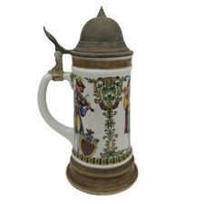 Vintage BMF Nürnberg Keramik Bierkrug mit Deckel Bierseidel 1970er Jahre