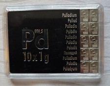Palladiumbarren 10 x 1 Gramm  999,5er Valcambi Suisse
