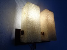 Vintage Granulat & Teak Lampe