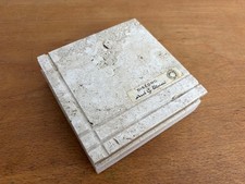 Vintage TRAVERTIN Marmor Schatulle Deckeldose Italy Design 60er Etui Signiert 