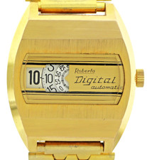 NOS Roberta Digital Automatic Vintage Herren Scheiben Armbanduhr Jumping Hour