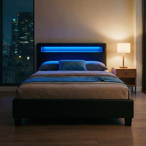 Polsterbett mit led einzelbett - polsterbett,