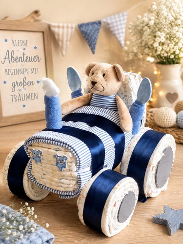 Windeltorte traktor blau - windeltorte,