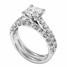 Ehering-Set 2,95 kt Princess-Schliff simulierter Diamant 14 Karat Weißgold...
