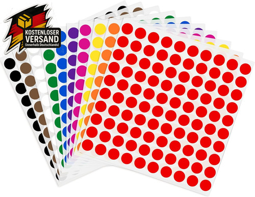 Runde klebepunkte bunt 10mm - bunt,