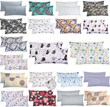 2er Set 40x80 Renforce Kissenbezug Kissenhülle 100%Baumwolle Katze Blumen Kinder