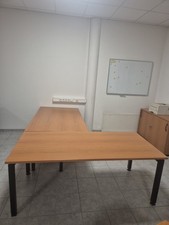 Schreibtisch Computertisch Bürotisch100×180 Braun Holzwerkstoff Und Füße Metall 