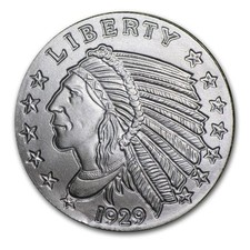 INDIAN HEAD / ADLER / INDIANER 1929 - 999 SILBER - MEDAILLE - SILBERBARREN 