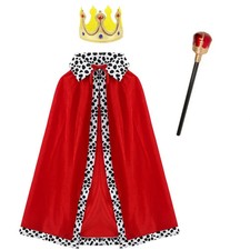 Königlicher Roter Umhang Krone Weihnachten Party Cosplay Set für Kinder