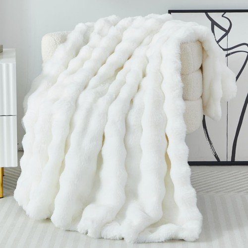 Kunstfell kuscheldecke weiß - kunstfell,