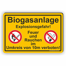 Biogasanlage I Explosionsgefahr - Feuer und Rauchen verboten Schild / Aufkleber