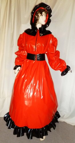 Lackkleid weit lang mit - , kapuze