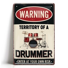Blechschild WARNING DRUMMER