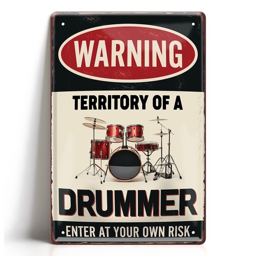 Blechschild warning drummer - warning,