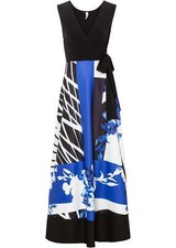 Neu Kleid mit Muster Gr. 32/34 Schwarz Blau weiss Damen Partykleid Ärmellos