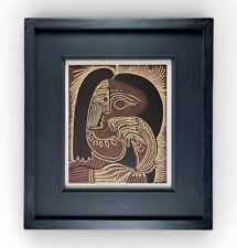 Pablo Picasso Original Linolschnitt Femme au Collier Frau mit Halskette 1959 FMG