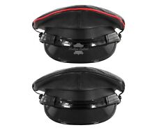 Mütze Kappe Echtleder schwarz roter Besatz Armee Muir Biker Schirmmütze Polizei Militär