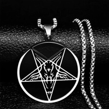 Pentagramm Baphomet Hexe Satan Gothic schöne Verarbeitung Kette mit Anhänger 666