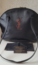 Yves Saint Laurent Schultertasche schwarz Leder Monogramm Zertifikatskarte+Börse