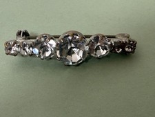 Vintage Art Deco Strass Riegel Brosche Klare Kristalle Modeschmuck Pin