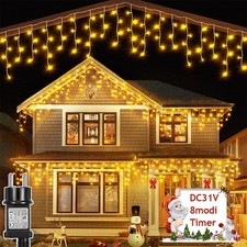 Eisregen Lichterkette Außen warmweiß LED Weihnachtsbeleuchtung 5/10/15M m/Timer