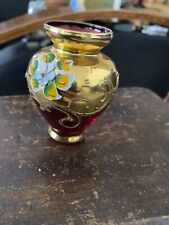 Murano Rotglas 24K Gold vergoldete Overlay Vase Italien,