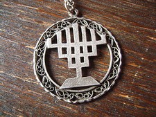 Judaica Israel großer Menora Menorah Anhänger 7armiger Leuchter 925er Silber