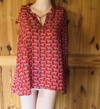 Neu! 100% Seide Langarm Marc Cain Tunika Bluse N4 N3 N5 42 38 40 rot  Gepard