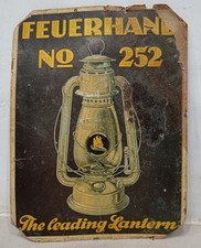 Alt Vintage Feuerhand No.252 Die Führende Laterne Adv Zeichen Brett