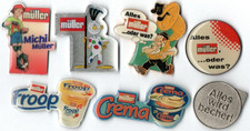 ?Pin-Konvolut 7 Molkerei-Produkte MoPro Pins Michi Müller Milch Werbung ?