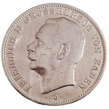 Baden 5 Mark 1908 Silber