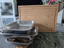 Frankfurter Brett Gomanzay Bambus 3 Schalen selten benutzt 30x40cm