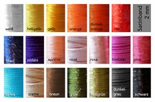 100 m Satinschnur 0,14€/m Kordel, Bändchen,  Band 2 mm Schnur