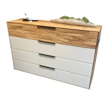 Wöstmann Kommode WSM2800 Wildeiche Soft Gebürstet Mattglas Magnolie 