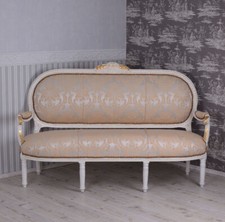 Barock Sofa Marie Antoinette Salonsofa Weiss Gold Rokoko Liege Sitzbank Louis XV