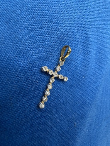 Karat gold diamant kreuz - gold,