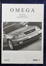 Opel  Omega B Preisliste v. 8.1999   für: Elegance, Sport, Executive