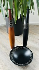 DEKOVASE Set Vase in braun + schwarz und Schale mediterran afrikanischer Style