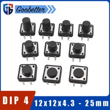 12 x 12 x 4,3 - 25 mm Mini Taster Drucktaster Mikrotaster Mikroschalter 4 polig