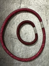 Modeschmuck Glizersteine im Schmuck-Schlauch 48 cm Magnetverschluss +Armband Rot