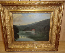 Altes Ölbild Gemälde Boot auf dem See  FAQ-ÖG86