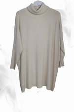 Pullover Tunika Überwurf 46 48 50 52 54 mit Kaschmir und Seide woll  weiß