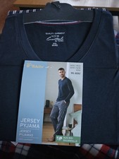 TCM Tchibo Schlafanzug Pyjama Gr. 60 62 XXL dunkelblau Weiß Rot Neu